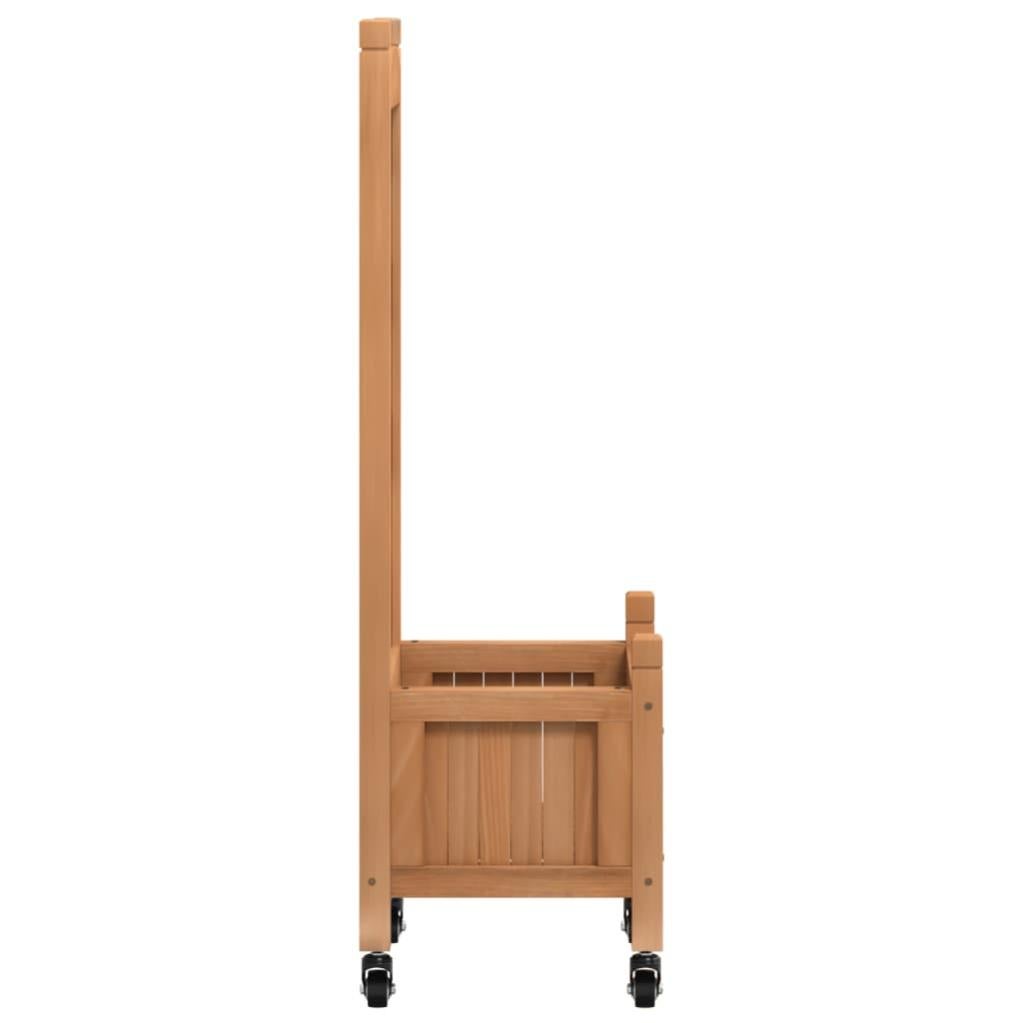 Jardinière, Pot de fleur，Bac à fleurs avec treillis et roues marron bois massif de sapin CFW63935 - 5