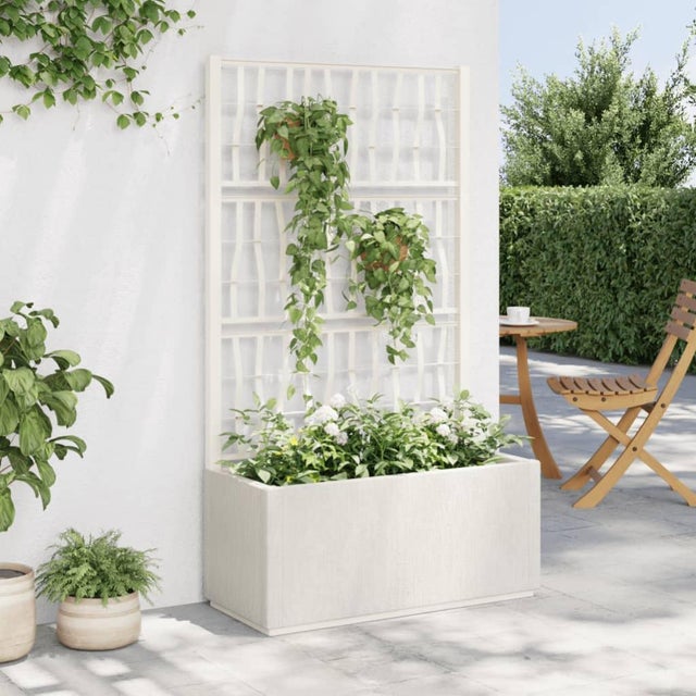 Jardinière Avec Treillis Intégré Blanc - 80x40x121.5 Cm | Bac à Fleurs Pour Plantes Grimpantes (Tomates, Rosiers...) | Matériau PP Résistant