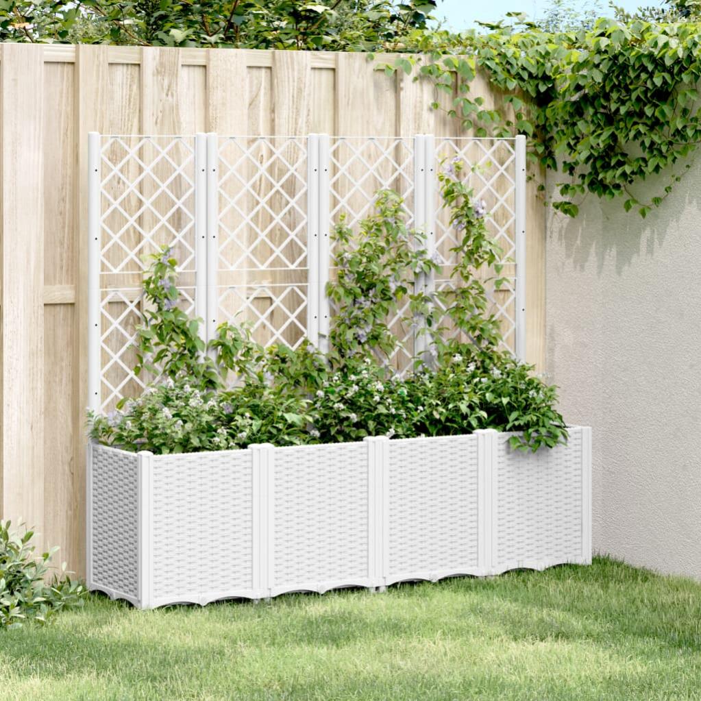 Jardinière Avec Treillis Sur Pied, Double Bac à Fleur Auto-arrosage En
