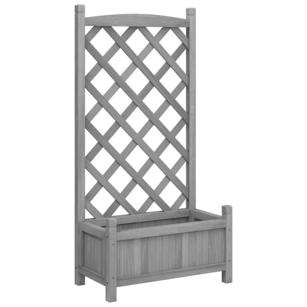 Jardinière, Pot de fleur，Bac à fleurs avec treillis gris bois massif de sapin CFW32285 - 2