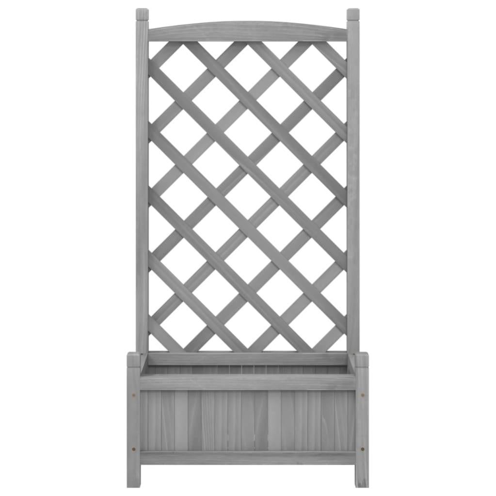 Jardinière, Pot de fleur，Bac à fleurs avec treillis gris bois massif de sapin CFW32285 - 4