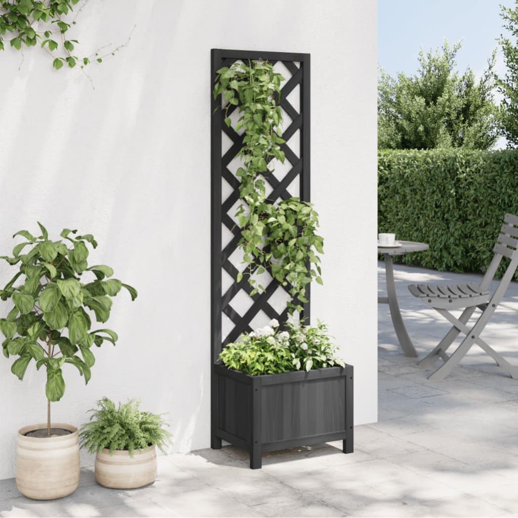 Jardinière, Pot de fleur，Bac à fleurs avec treillis noir bois massif de sapin CFW51857 - 3