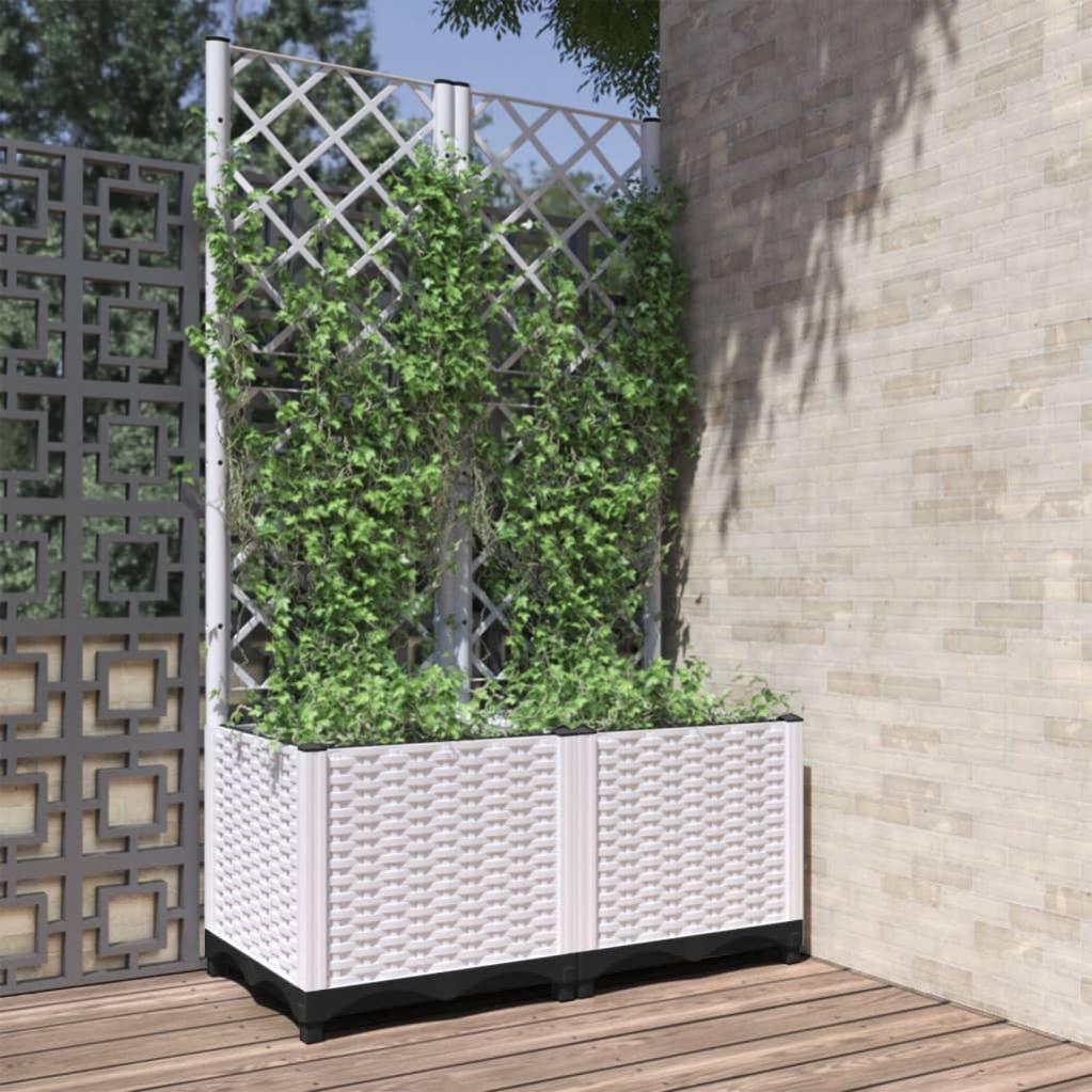 Jardinière avec treillis dim. 84L x 30l x 107H cm 3 bacs inserts d'irrigation inclus Jardinière avec treillis dim. 84L x 30l x 107H cm 3 bacs inserts d'irrigation inclus