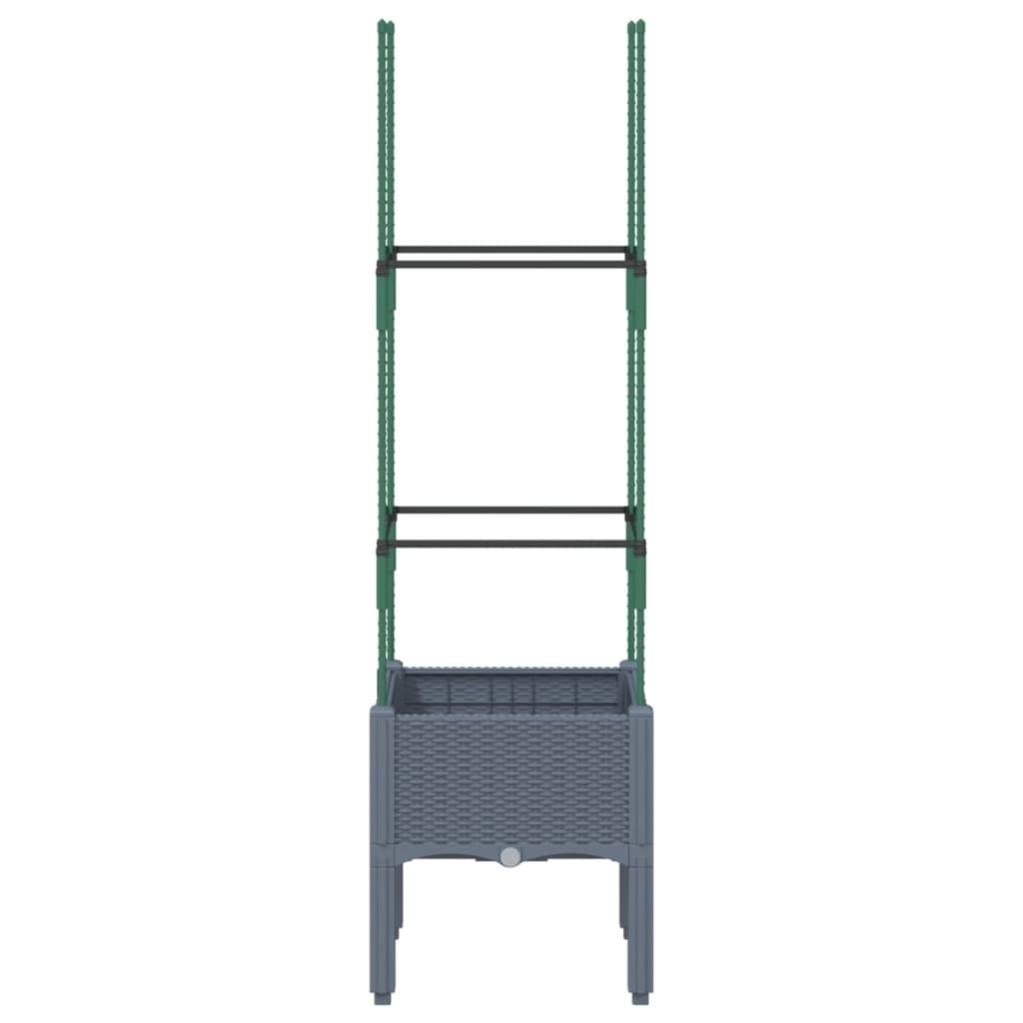 Jardinière, Pot de fleur，Bac à fleurs avec treillis gris 40x40x142,5 cm PP CFW40823 - 3