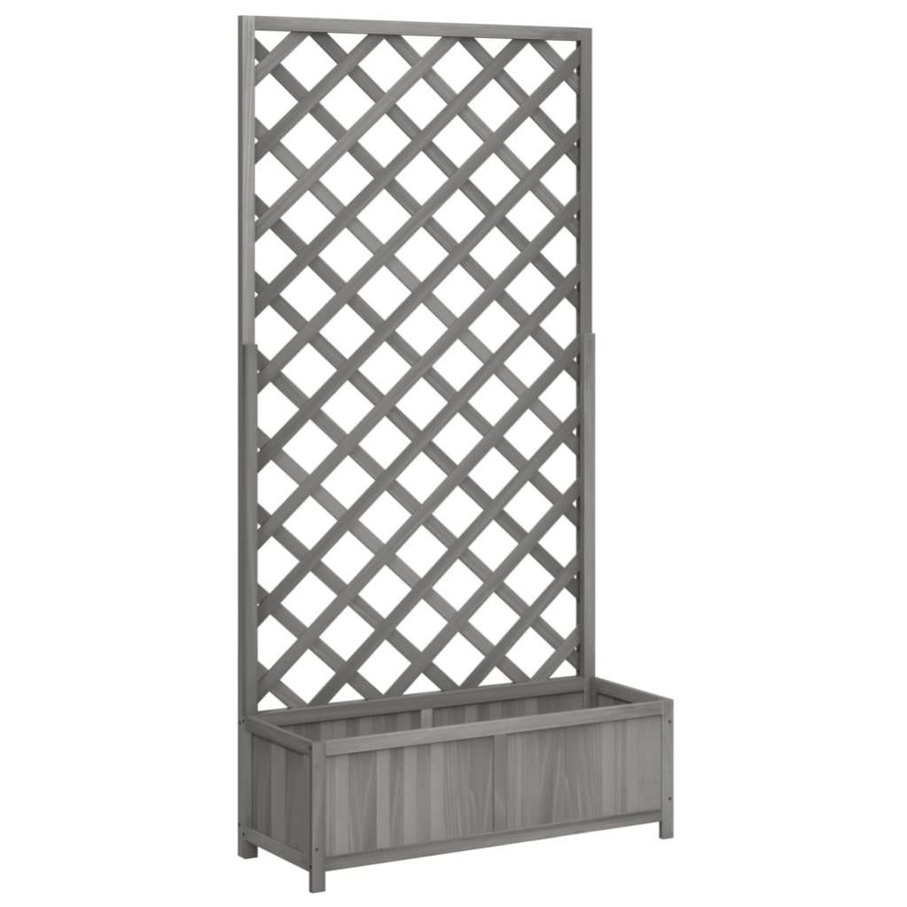Jardinière, Pot de fleur，Bac à fleurs avec treillis gris bois massif de sapin CFW87300 - 2