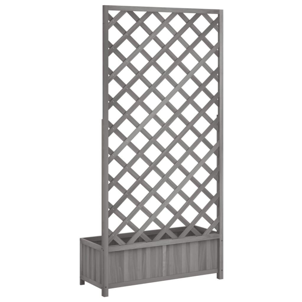 Jardinière, Pot de fleur，Bac à fleurs avec treillis gris bois massif de sapin CFW87300 - 6