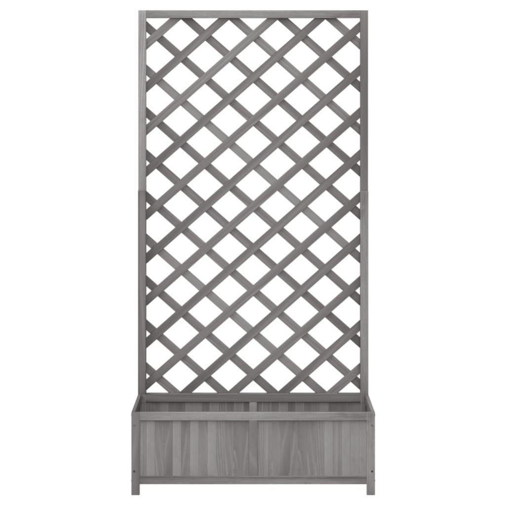 Jardinière, Pot de fleur，Bac à fleurs avec treillis gris bois massif de sapin CFW87300 - 4