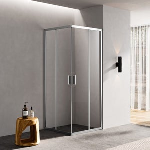 Paroi de Douche d'Angle Verre 90 cm Coulissant Profilé Alu mat- Osaka