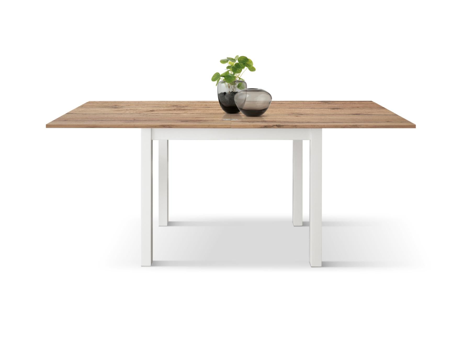 Tavolo allungabile Giuliano, Rovere Rustico, Nobilitato,Made in Italy, Basamento Bianco, 90 x 90 x 76,5 cm - 4