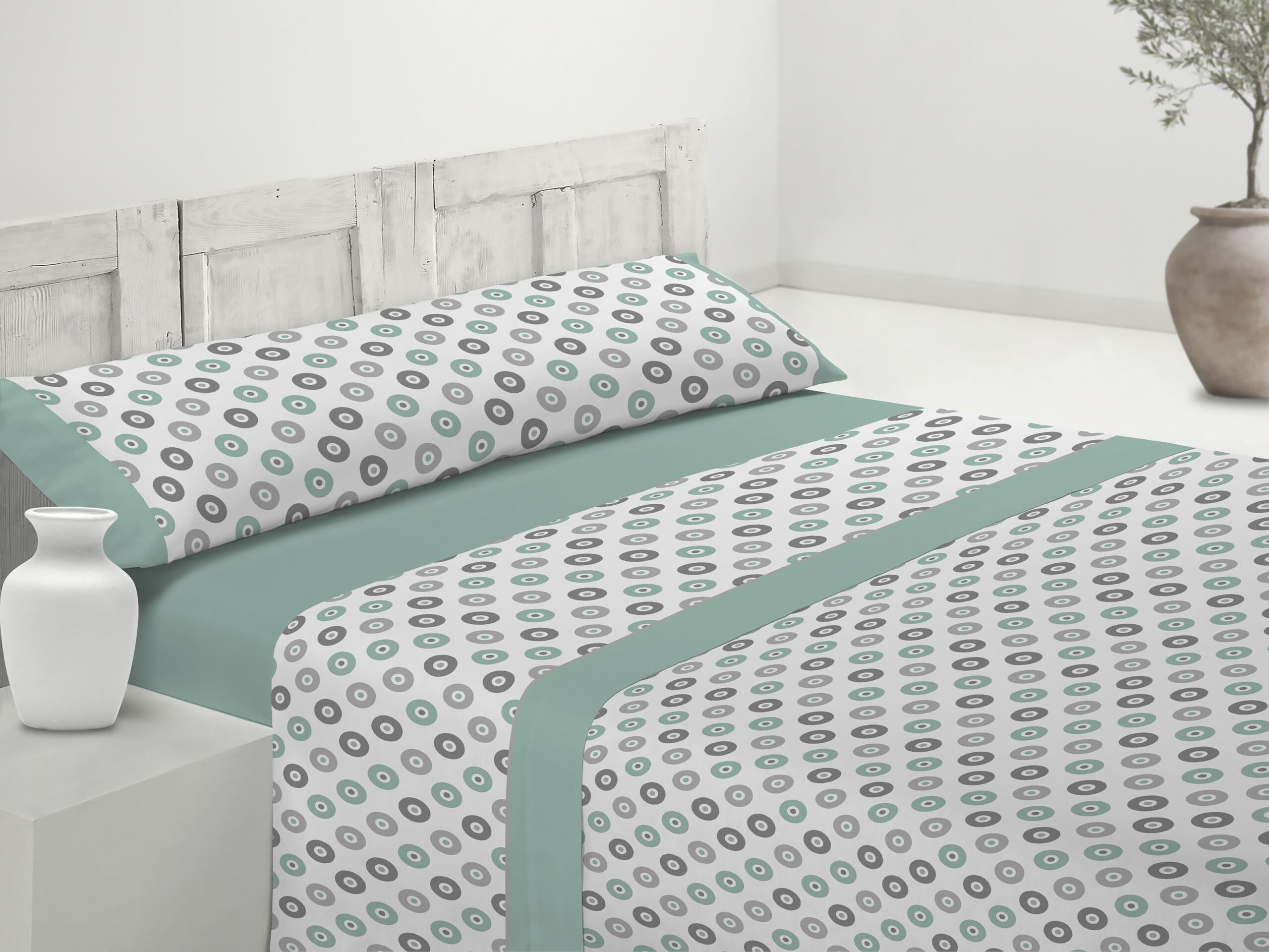 Juego de sábanas 3 piezas yade verde cama 80 cm donegal collections