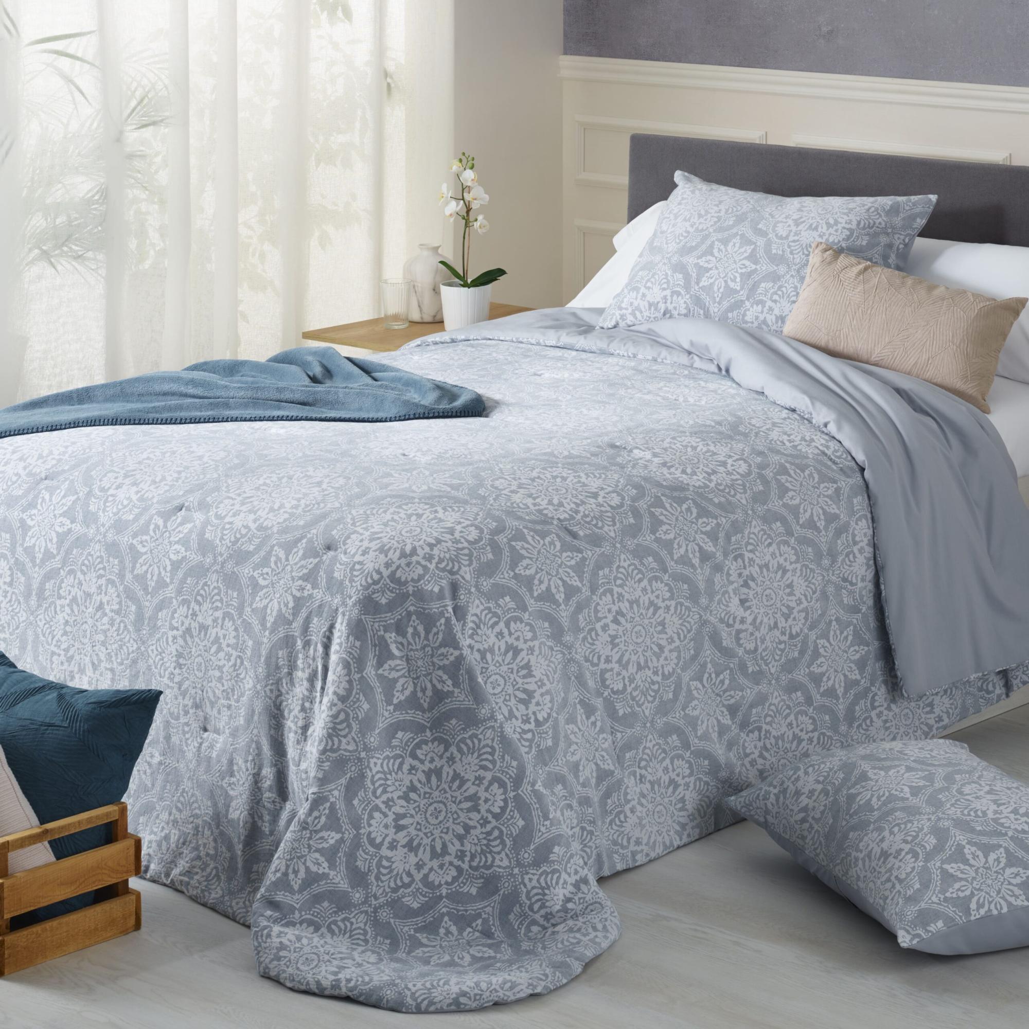 Colcha bouti jacquard 100% algodón enti azul cama de 180 cm donegal collections