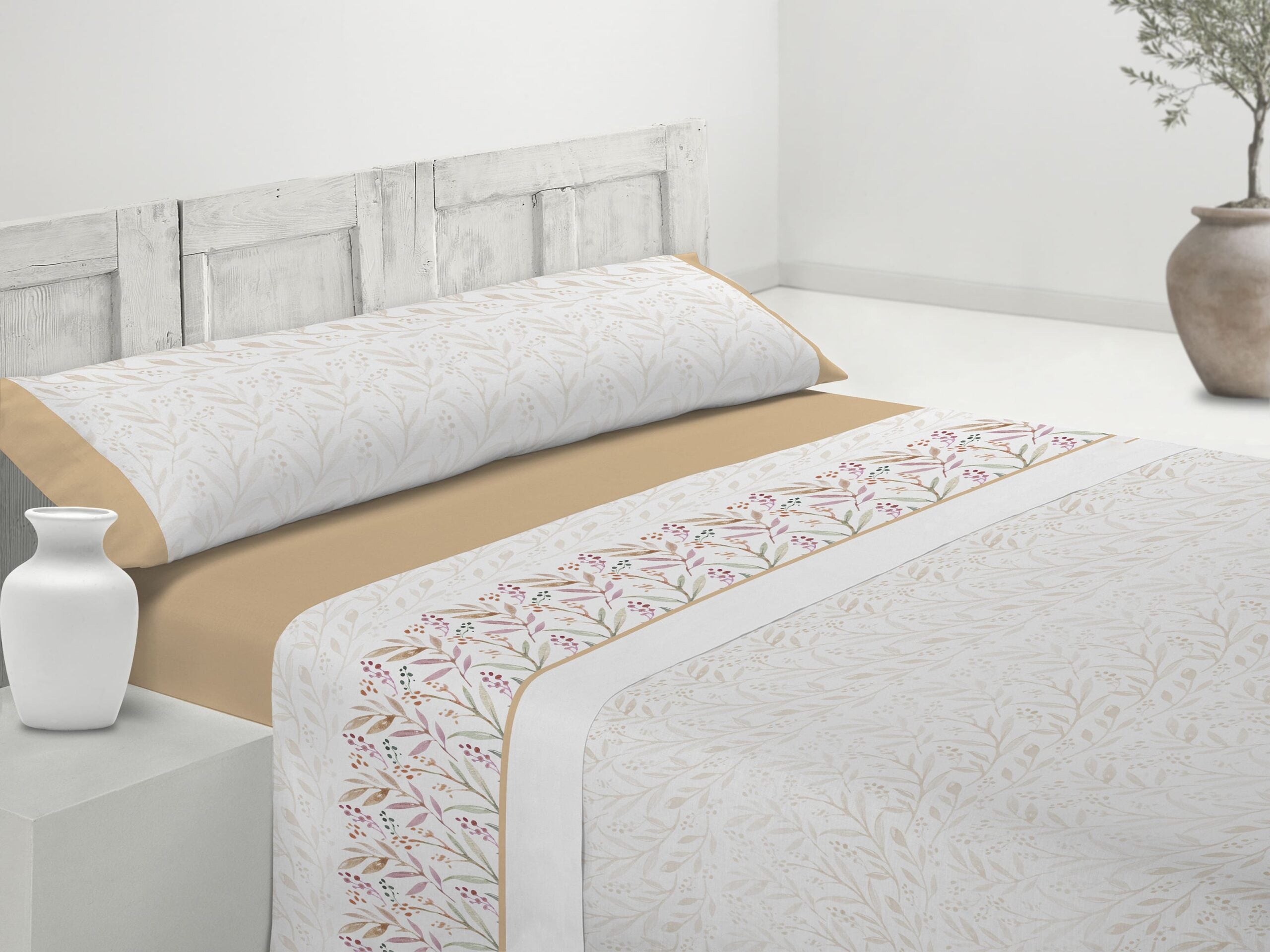 Juego de sábanas 4 piezas manr beige cama 150 cm donegal collections