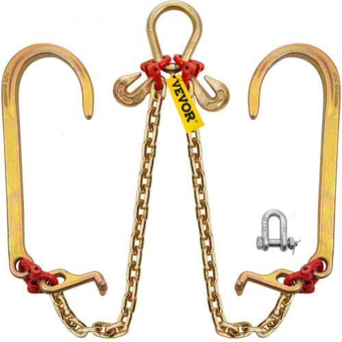 Catena Di Traino G70 3/8" Con Ganci - 2 Pezzi - CALHAWK Per Traino Gravi