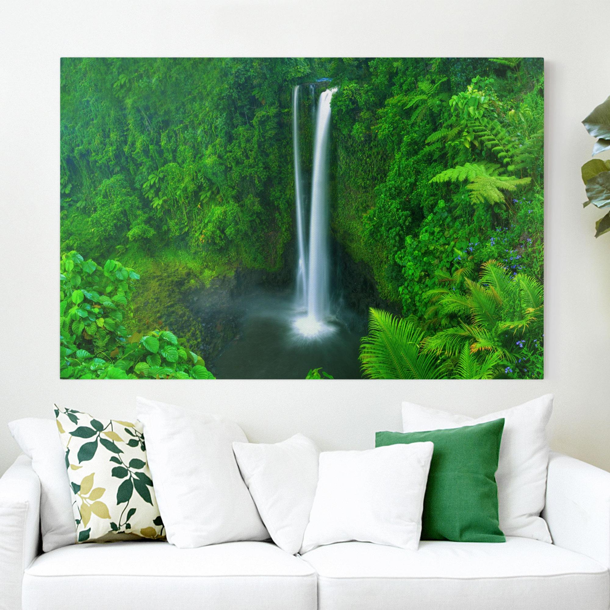 Quadri Su Tela Paesaggio Cascata - Set 3 Pezzi 30x30cm, Con Cornice, Per Parete - Foto 7