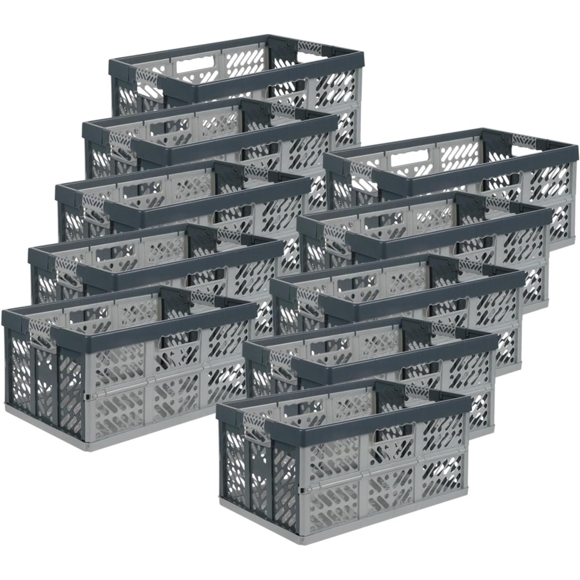 4 Cajas Plegables Keeepper 'Ben' - 45 Litros, PP, Gris Antracita, Hasta 50 Kg, Certificado TÜV