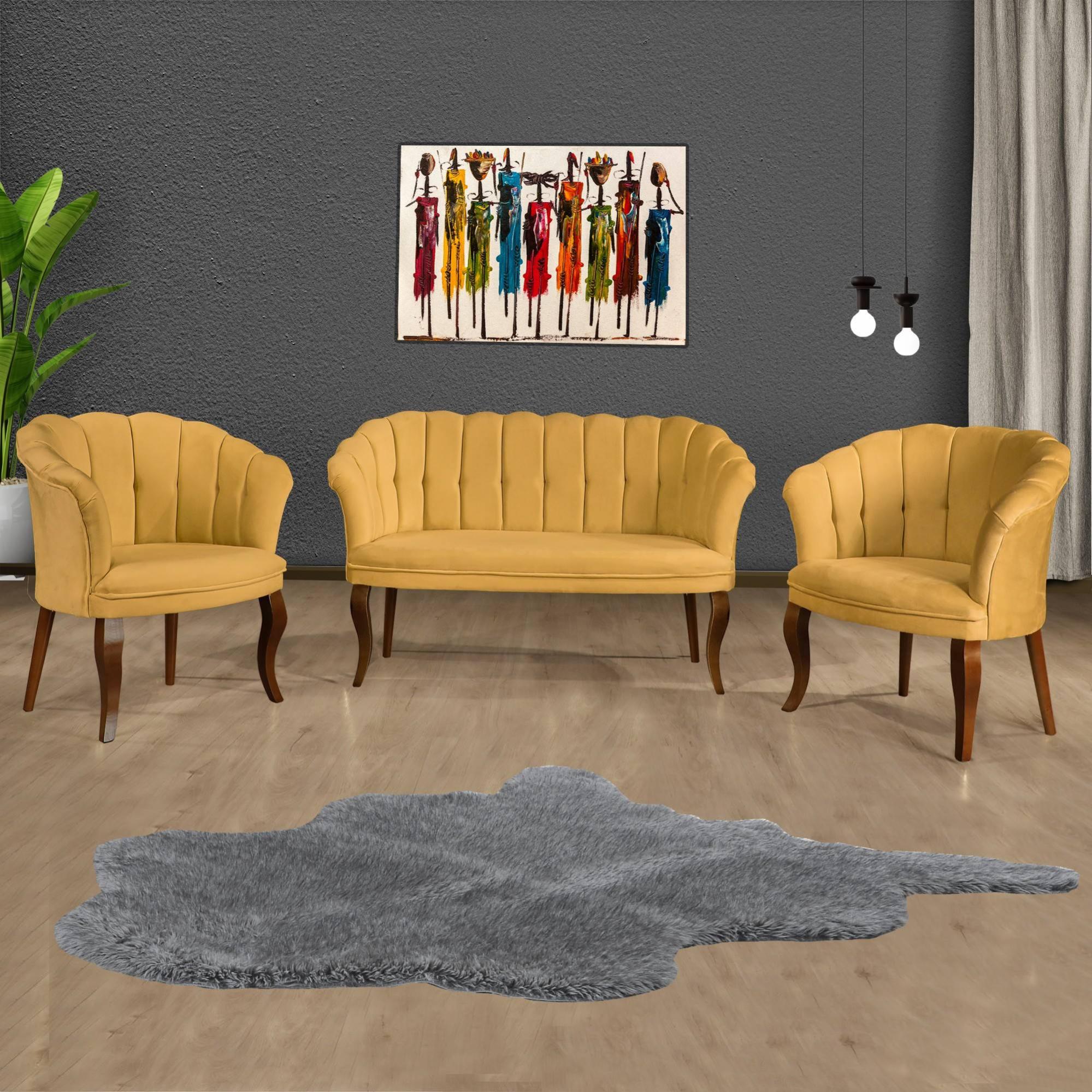 Salon Bois Massif Et Velours Bordeaux – Canapé 3 Places + 2 Fauteuils, Art Déco