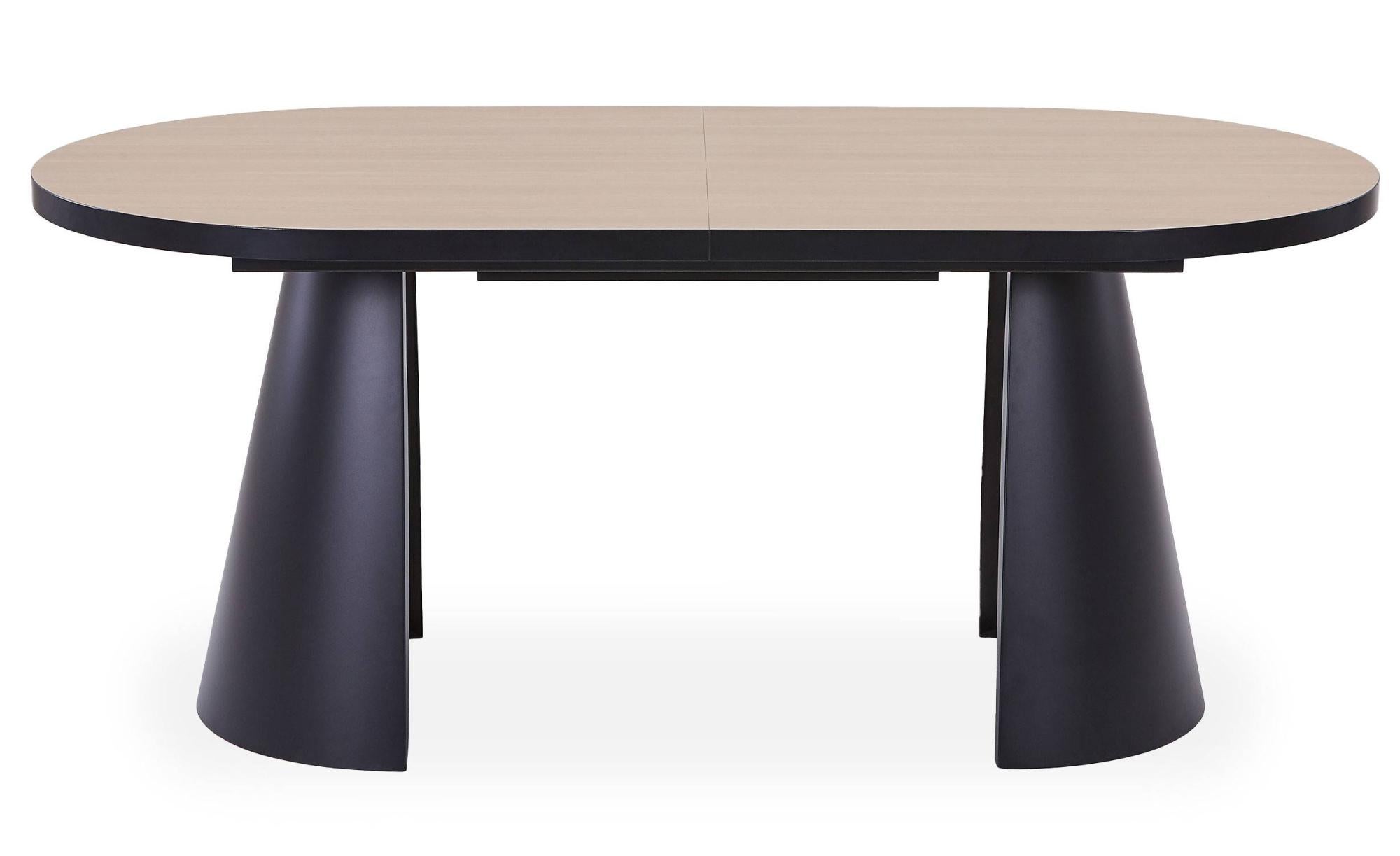 Table ovale extensible 180-240cm Conak Bois clair et pieds Métal Noir