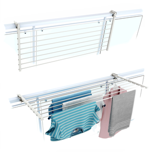 Séchoir Mural Rabattable Haoxuesen - Extensible, 7 Barres Aluminium, Gain De Place Pour Balcon Ou Salle De Bain