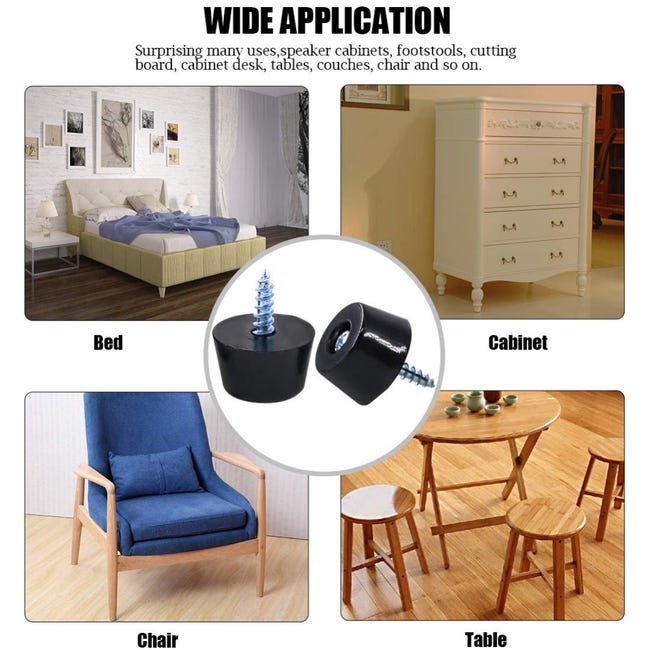 30 Piedini In Gomma Con Viti - Antiscivolo Per Mobili, Protezione Pavimenti Da Graffi E Umidità - Foto 5