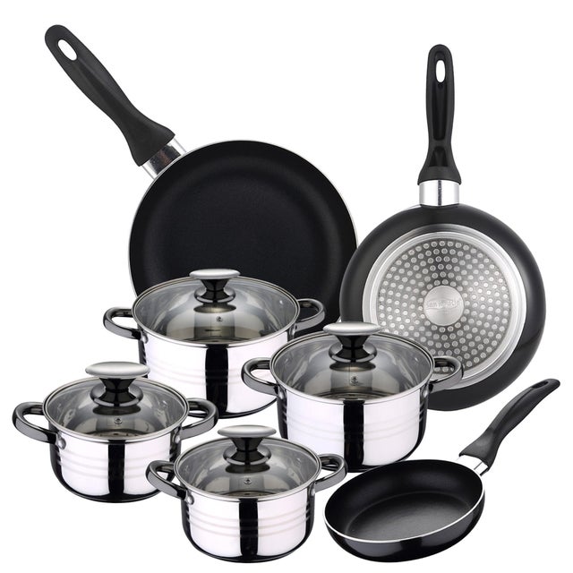 Batteria Da Cucina In Alluminio Forgiato Jata Hogar - Set 6 Pezzi Induction - Rivestimento Antiaderente Stonite - Nero 24 Cm - 2