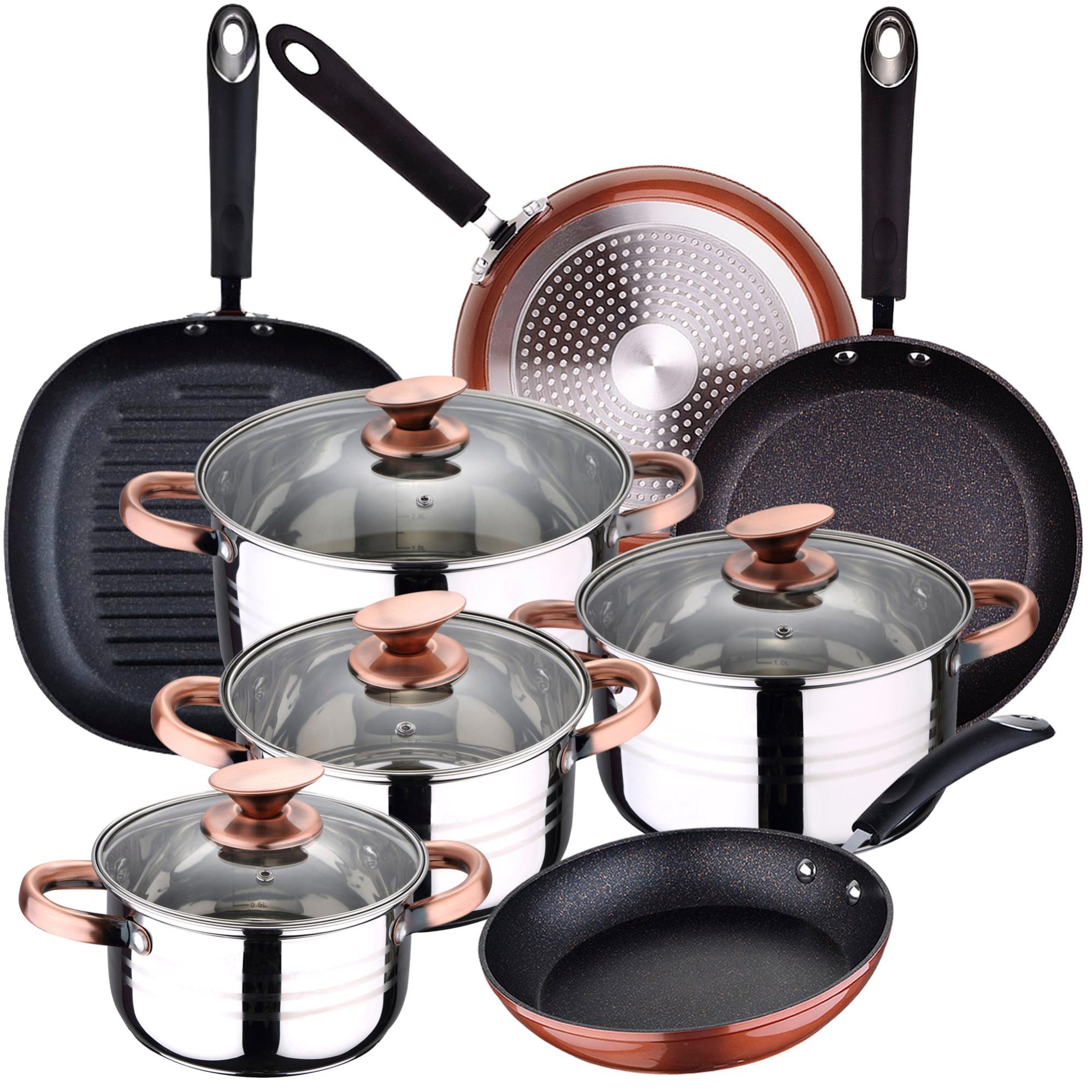 Set De Cuisine Arthur Martin 8 Pièces En Inox - Poêles 20-24-26cm, Casseroles 16-20cm, Tous Feux Dont Induction