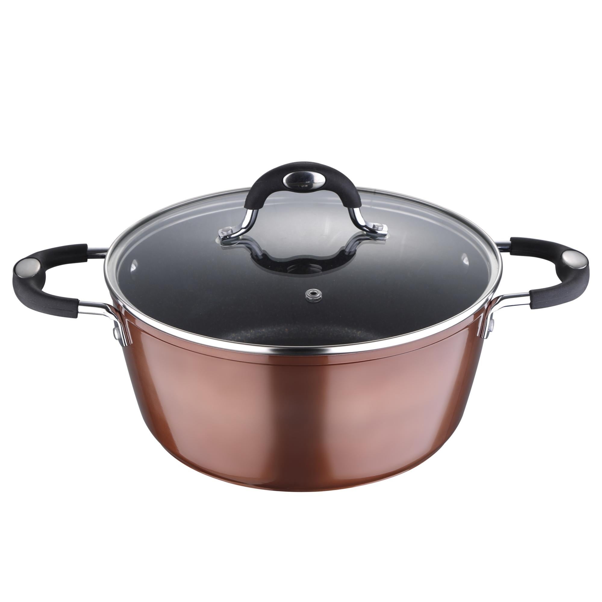 CASSEROLE SAN IGNACIO Pandora28X13CM AVEC COUVERCLE EN ALUMINIUM À INDUCTION, cuivre