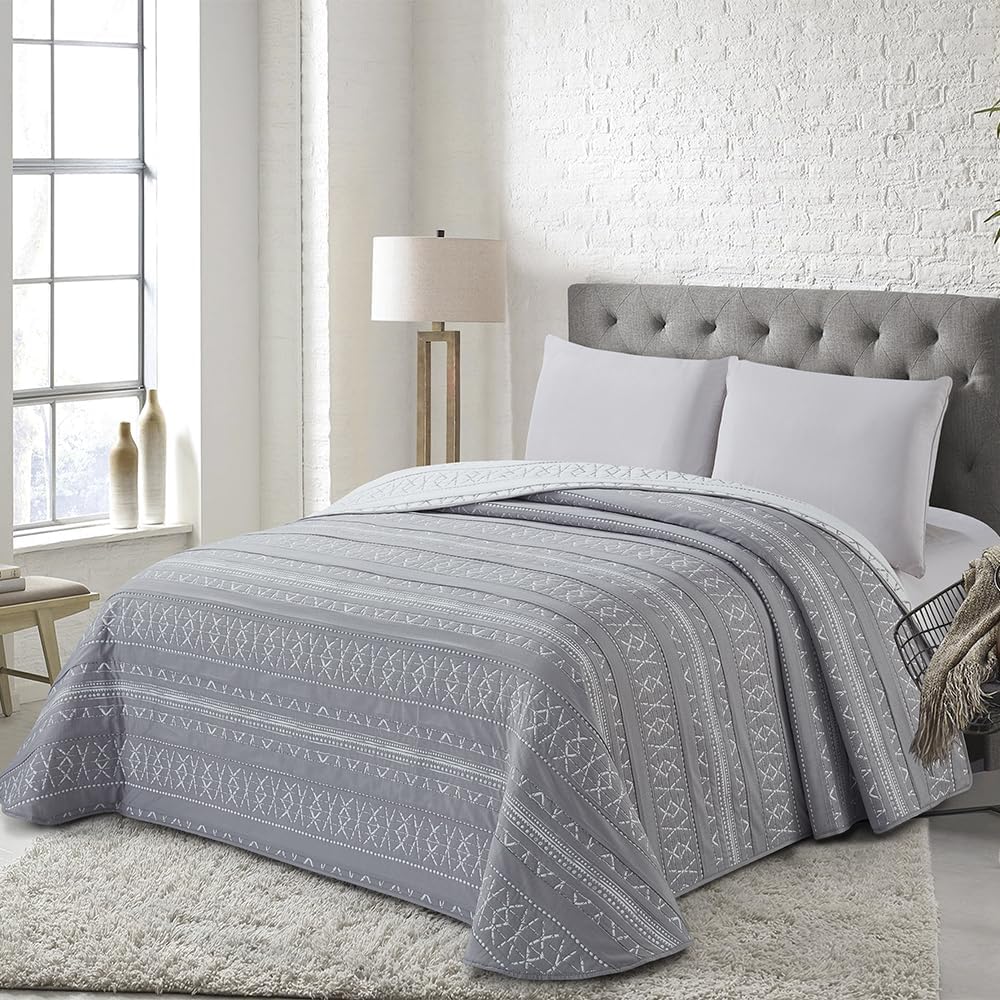 Cotton artean - colcha bouti arlaban gris poliéster - jacquard color gris cama de 105