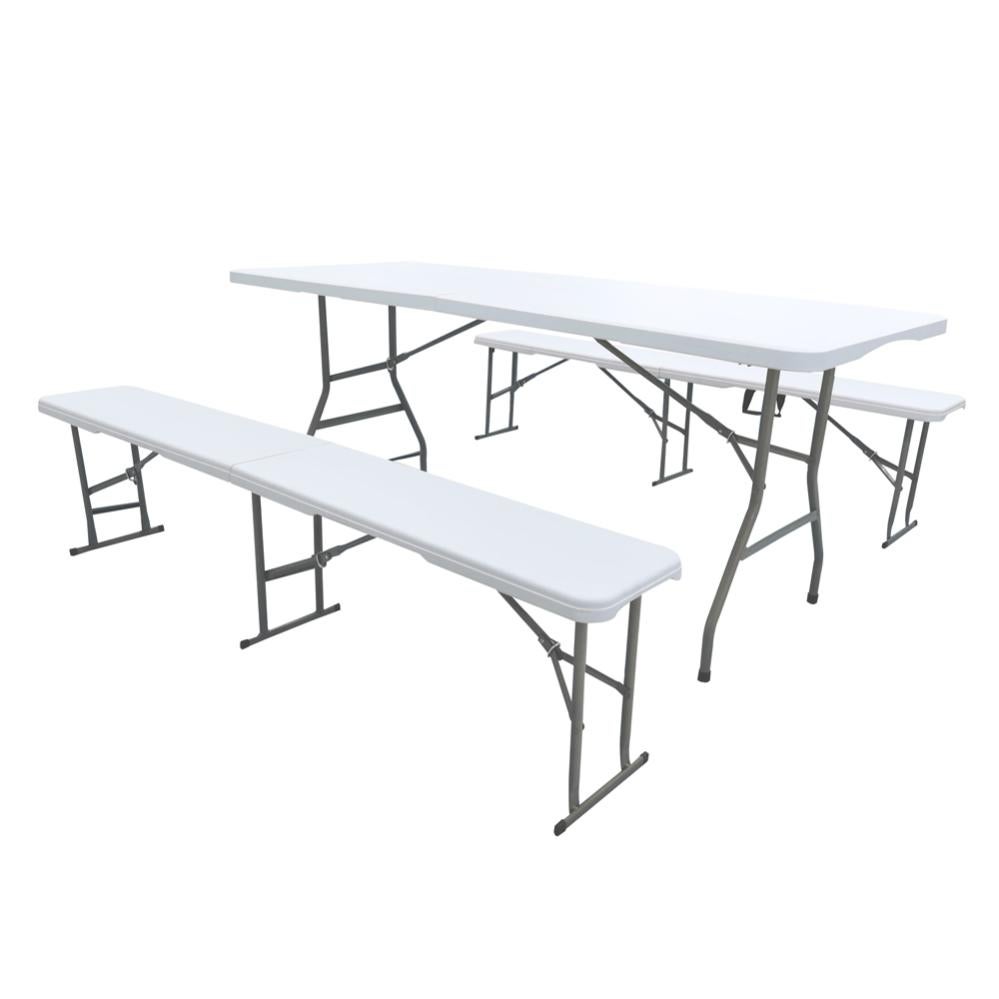 Set da giardino grigio, set da 3 pezzi con 2 divani, tavolo, struttura
