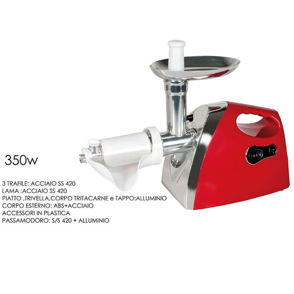 Melchioni Tritacarne E Passapomodoro TRITONE - 250W, Lame In Acciaio, Con Accessori Per Salsicce