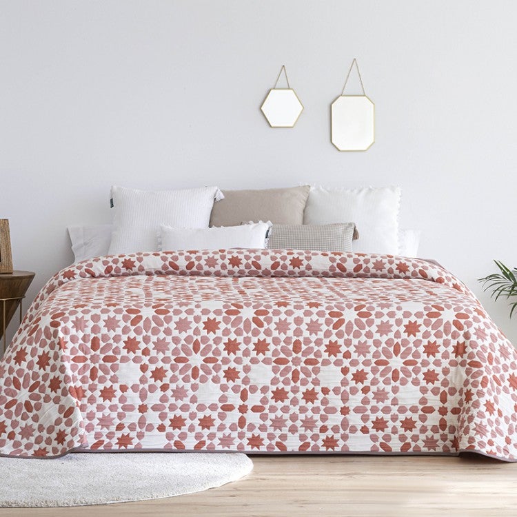 Colcha reversible setenil - diseño jacquard, ligera. color rosa. para cama de 160 cm