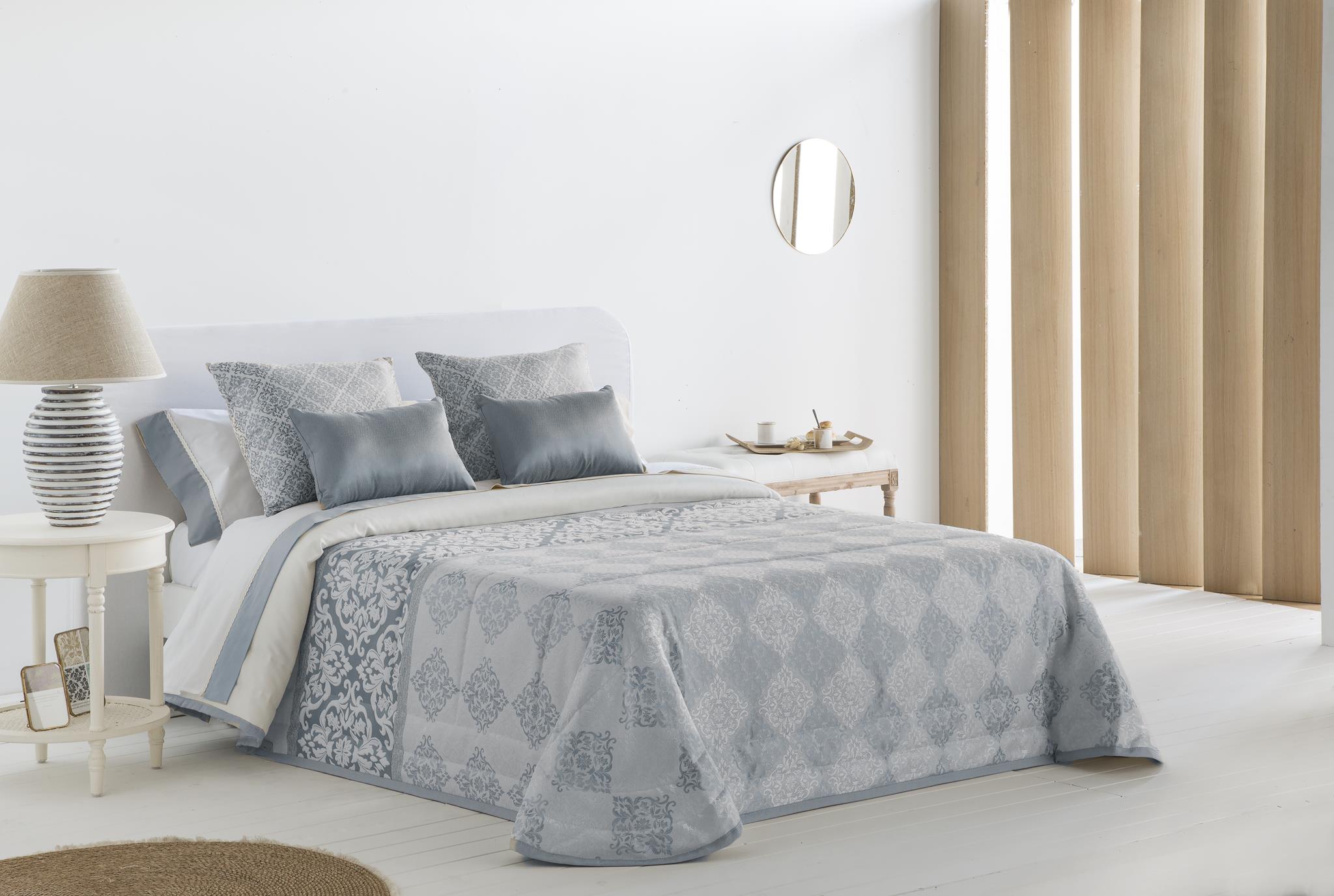 Colcha bouti estampado rivoli perla para cama de 160 cm relleno ligero ligero