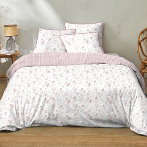 Parure De Lit 240x260 Cm En Coton-bambou Rose - Housse De Couette + 2 Taies D'oreiller 63x63 Cm, Douce Et Respirante