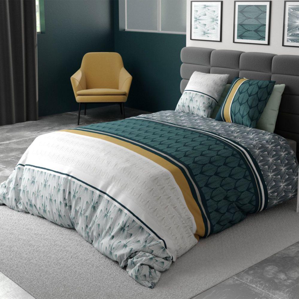 Housse De Couette 220x240 Coton Motifs Géométriques - Parure De Lit Blanc Gris Noir Art Minimaliste - Enfant Adulte - 7
