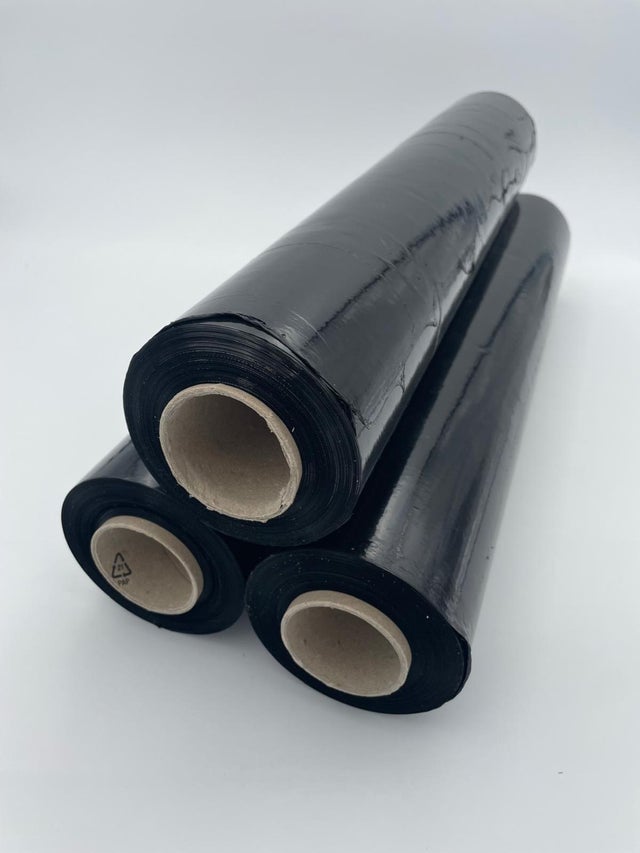 Film Estensibile Manuale Nero ECOLOGICO Confezione Da 3 Pezzi H50 Bobine Da 150m Per Confezionamento E Protezione Prodotti