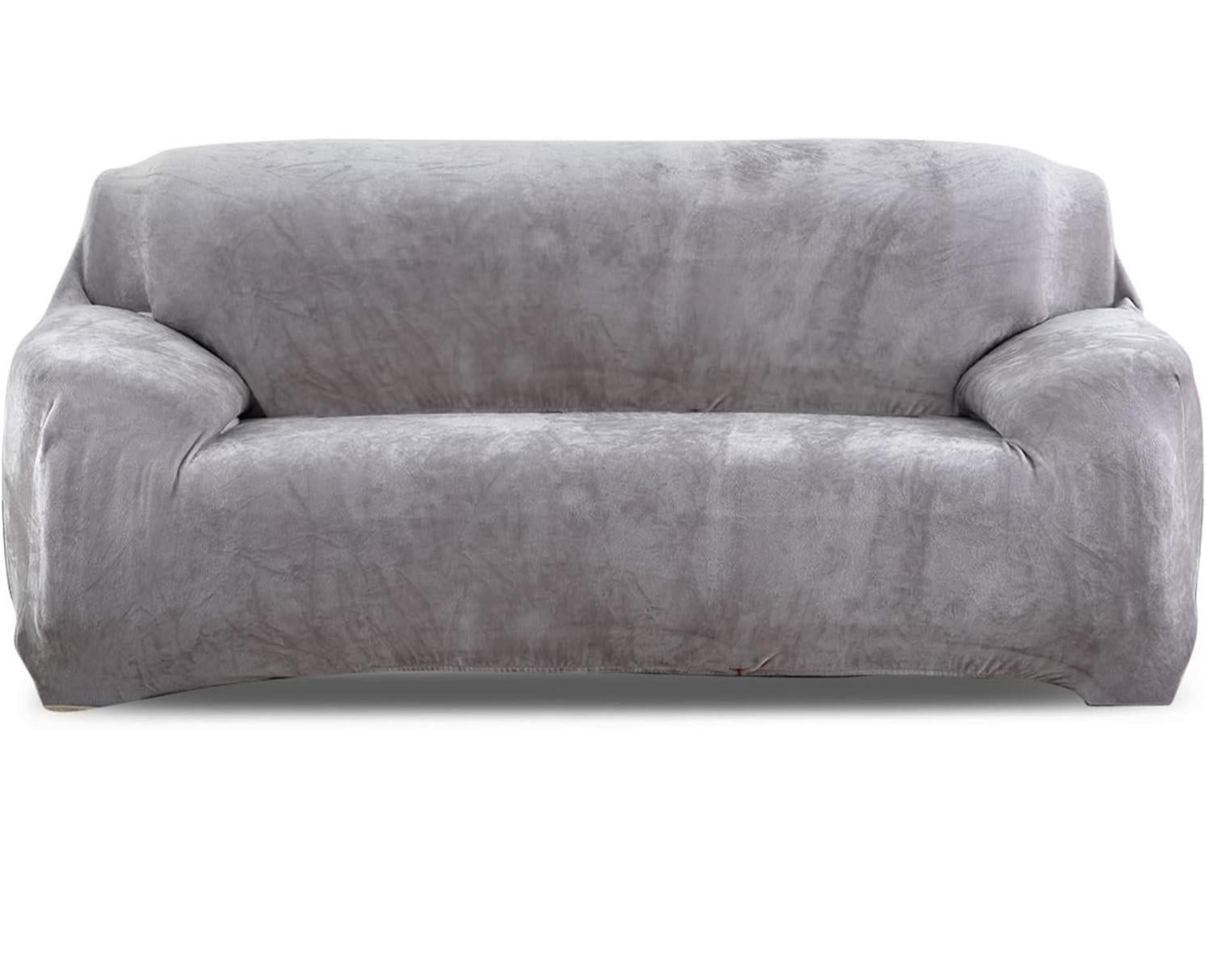 Housse de Canapé Velours 2 Places 145-185cm Élastique Spandex