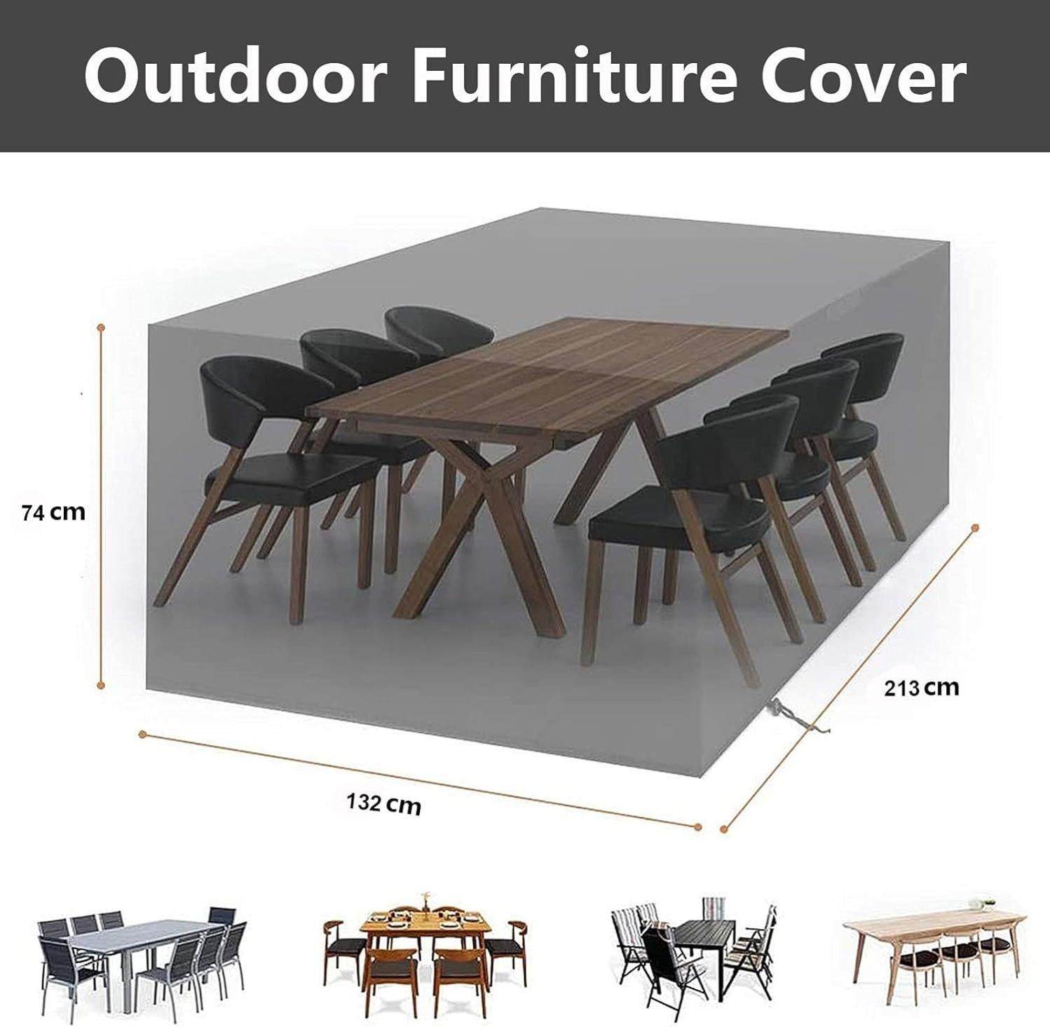 Housse pour Mobilier de Jardin Étanche Bâche Housse de Protection pour Table Salons 213x132x74cm - 3