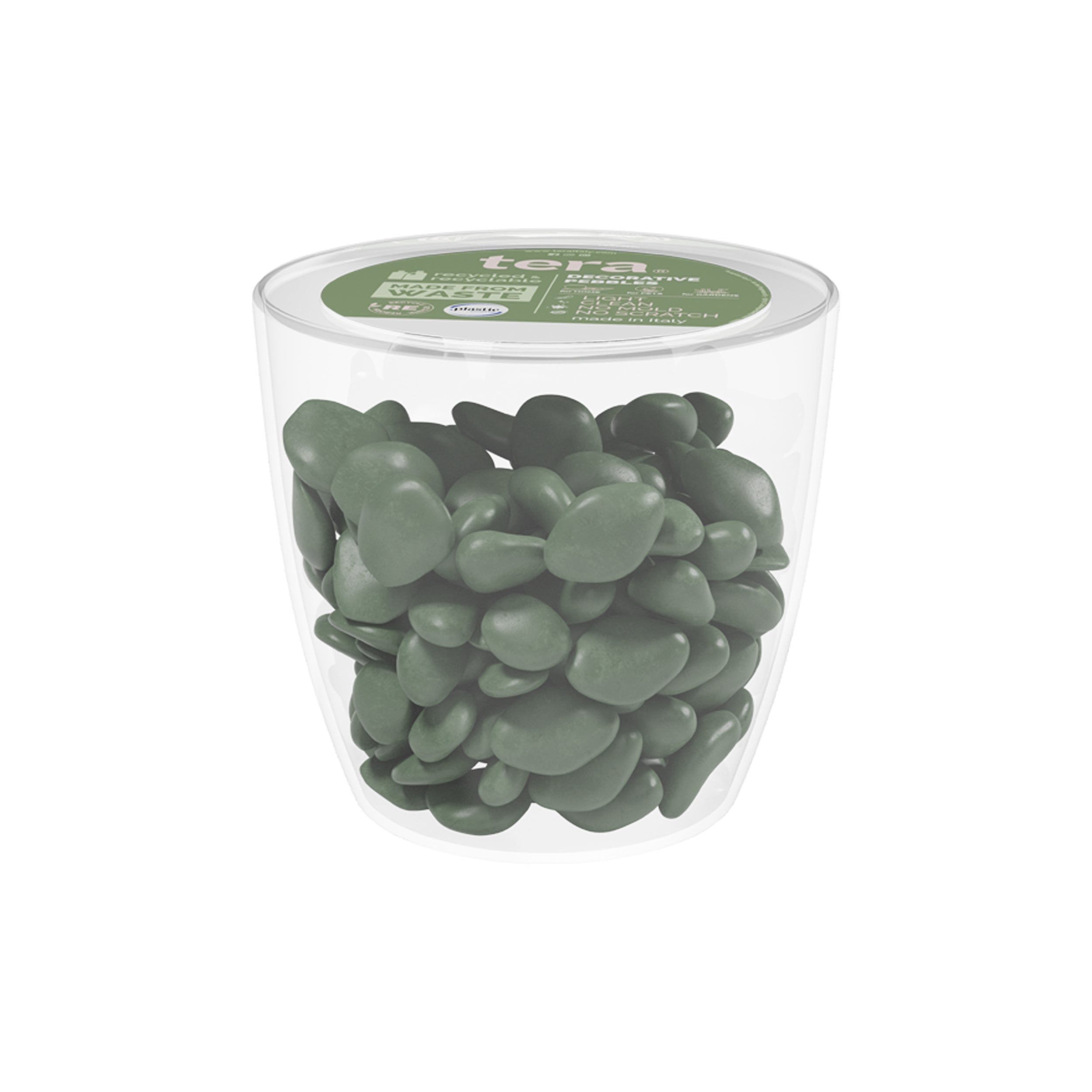 Tera piedras verdes para macetas y acuarios, guijarros decorativos de plástico de colores, guijarros de jardín, tamaño 3-4 cm (paquete de macetas pequ