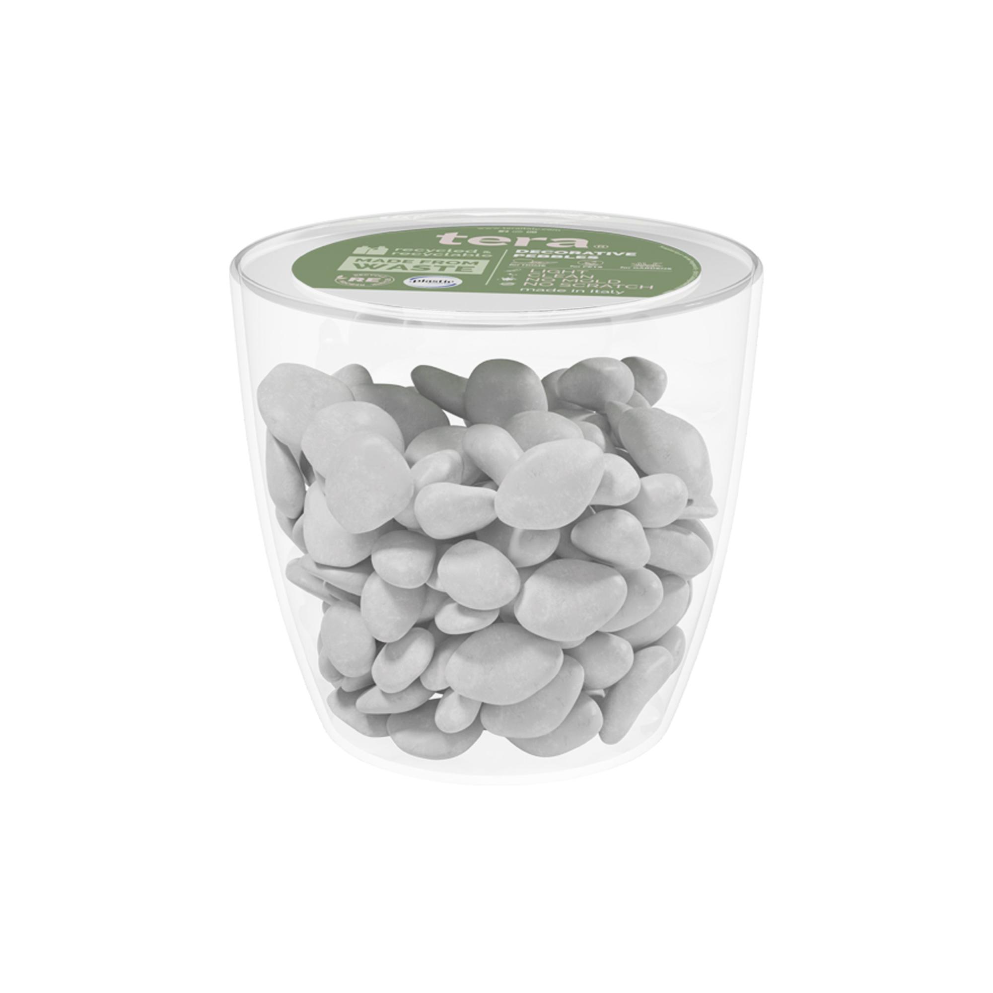 Tera piedras blancas para jarrones y acuarios, guijarros decorativos de plástico de colores, guijarros de jardín blancos, tamaño 3 cm (paquete de mace