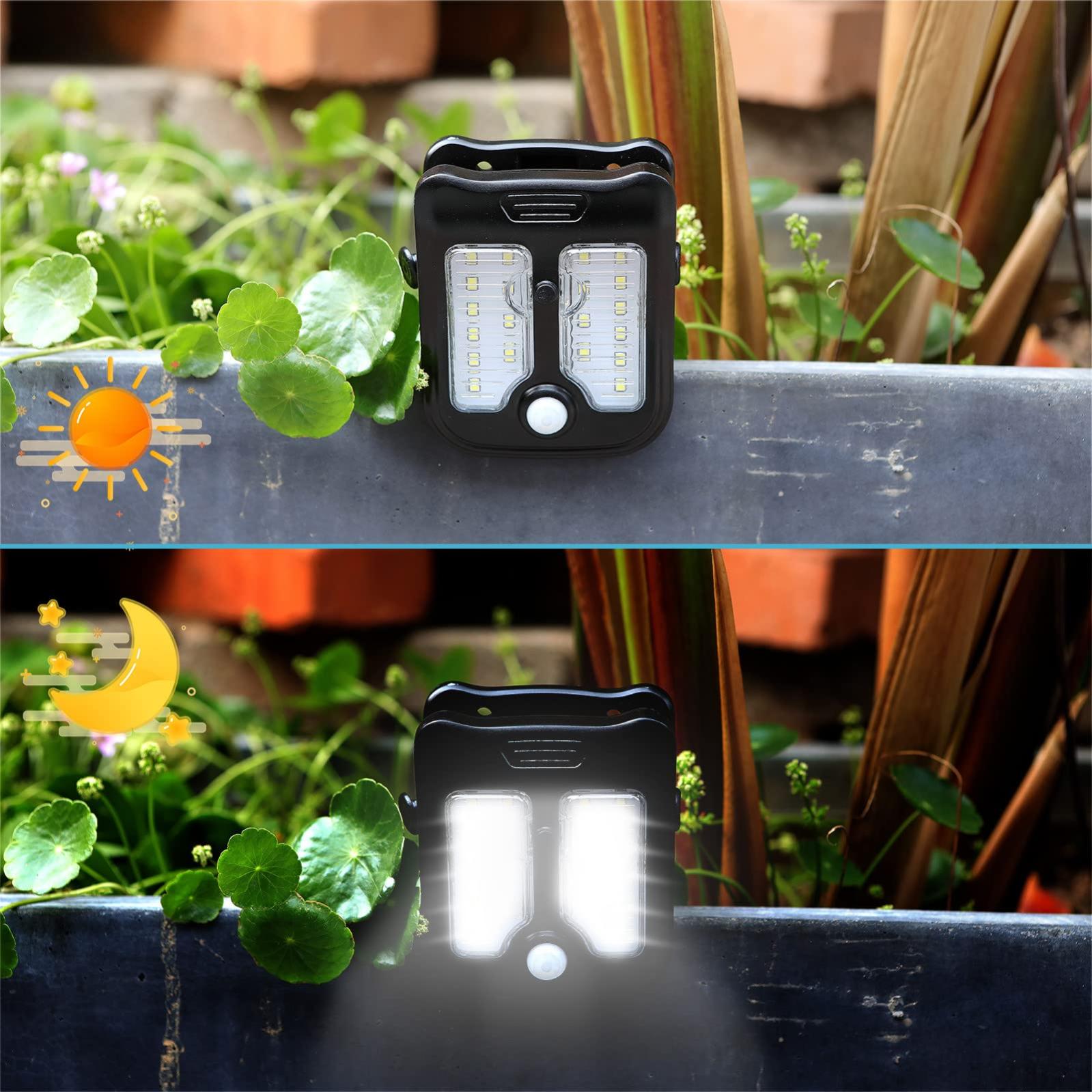 Applique murale solaire d'extérieur étanche, 2 pièces, lampe de clôture solaire à clipser, lumière LED de sécurité sans fil - 2