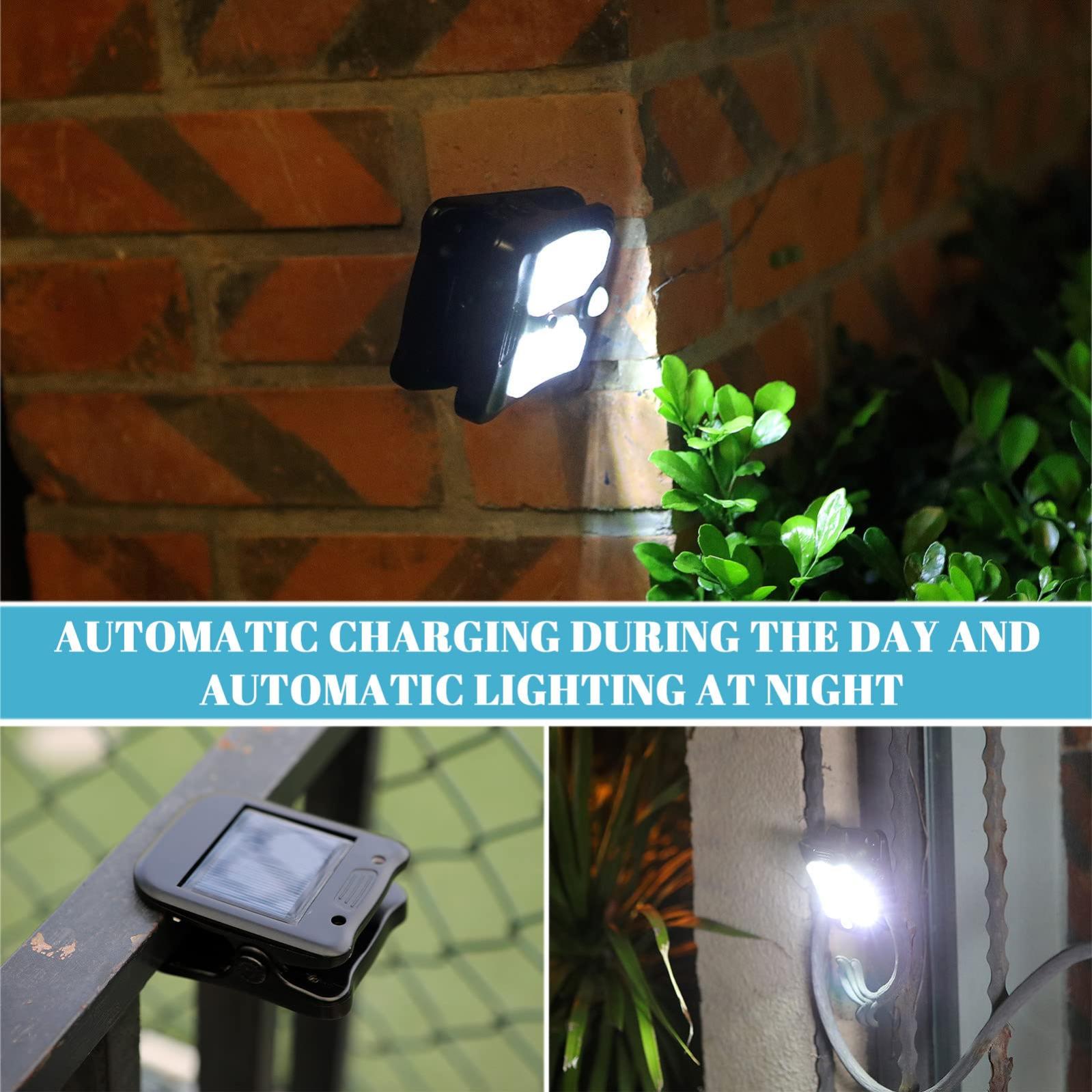 Applique murale solaire d'extérieur étanche, 2 pièces, lampe de clôture solaire à clipser, lumière LED de sécurité sans fil - 7