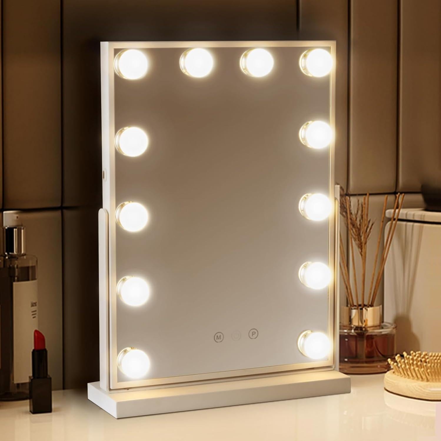 ModèLe Actualisé] Miroir CosméTique Led Avec BoîTe De Rangement, Luminosité RéGlable En Continu