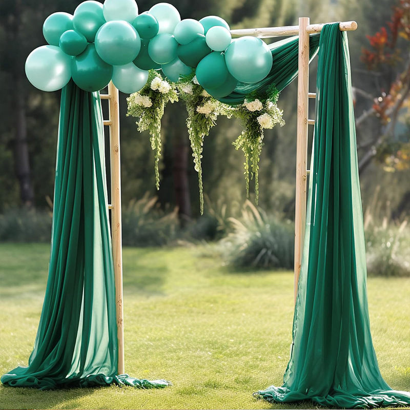 Tela drapeada con arco de boda, cortinas de tela de gasa verde esmeralda, 20 pies, telón de fondo de cortina transparente, cortinas con arco de boda