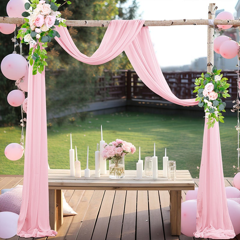Tela drapeada con arco de boda, 29 x 20 pies, rosa polvorienta, cortinas transparentes para exteriores, decoración de ceremonia de boda