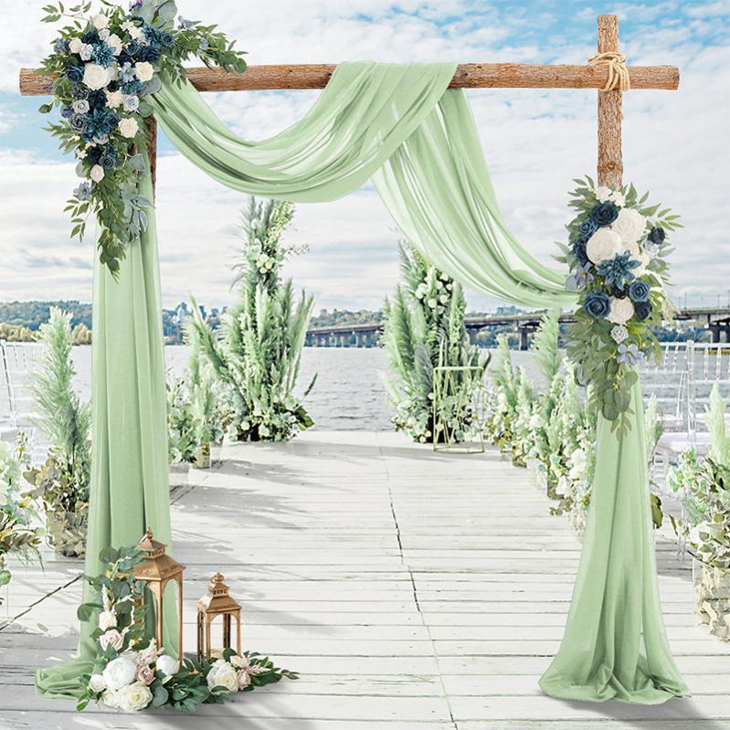 Tela drapeada con arco de boda, 75x600cm, tela de gasa, cortinas, fondo transparente, decoración para ceremonia de boda