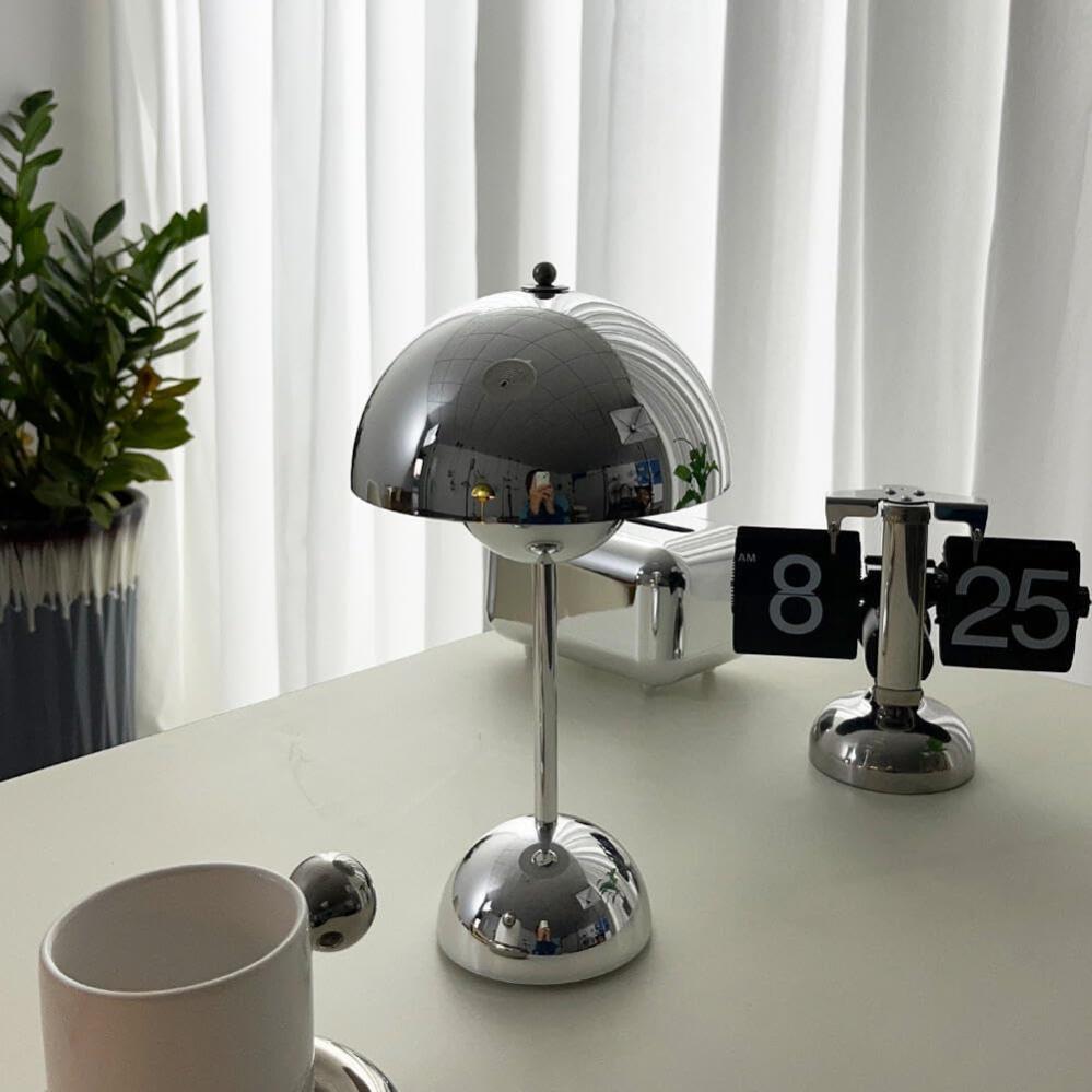 Starnearby Lampe De Table LED Pot De Fleurs, Lampe De Chevet Rechargeable Sans Fil Lampe Champignon Tactile Dimmable Avec 3 Modes De Luminosite Lampe De Bureau Decorative Retro - 9
