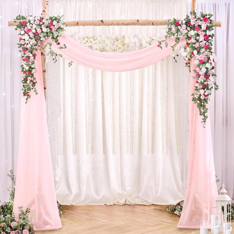 Tela drapeada con arco de boda, tela de gasa transparente para ceremonia de boda y decoraciones de fondo, 600x70cm