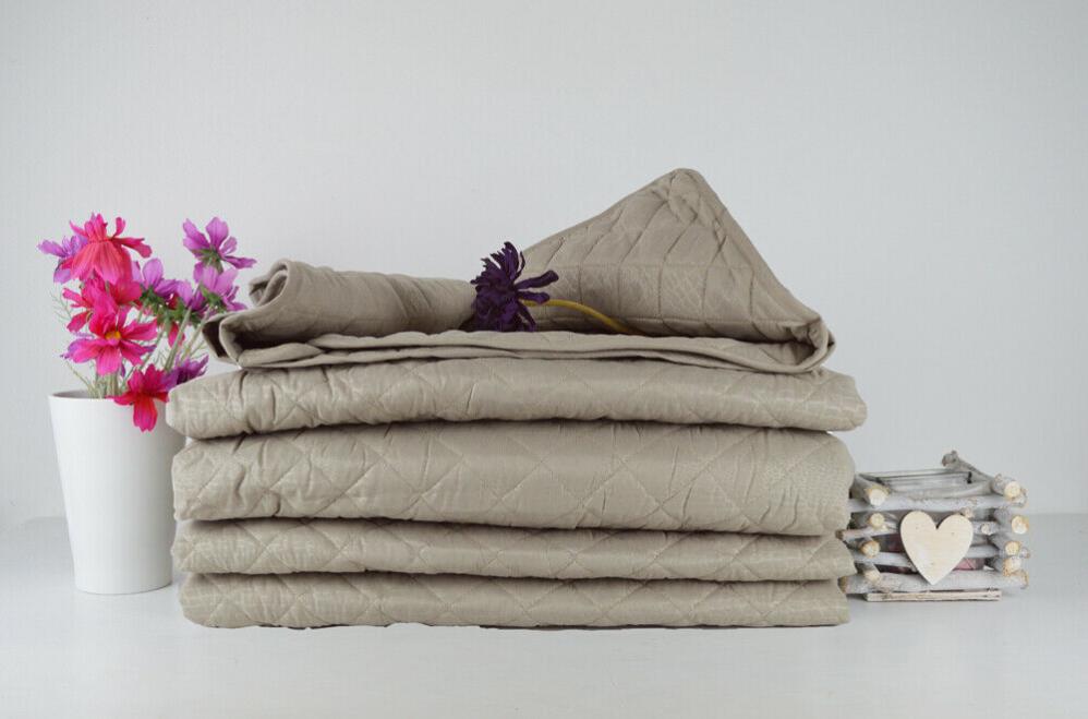 PERICLE Copridivano Trapuntato Reversibile Double Face con Penisola a dx e sx - Beige - 3 Posti - cm. 240 - 2