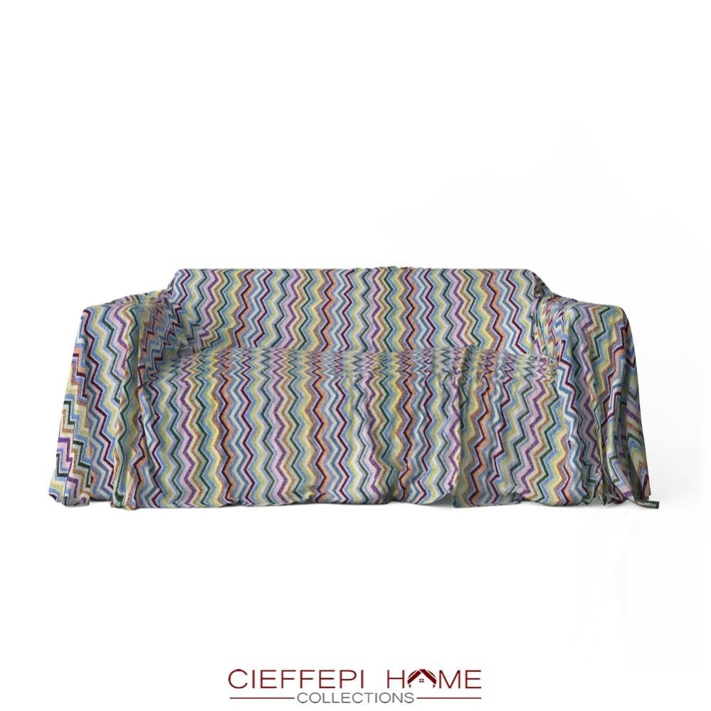 Telo Arredo Cieffepi Home Multicolour | Copridivano In Misto Cotone 220x270 Cm, Verde, Lavabile, Per Divano E Letto