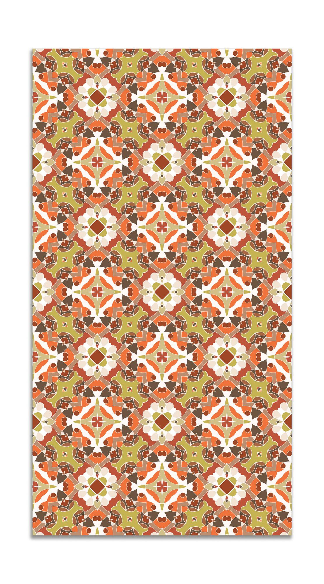 Panorama alfombra vinílica hidráulico oriental naranja 80x200 cm - alfombra cocina vinilo - alfombra salón antideslizante