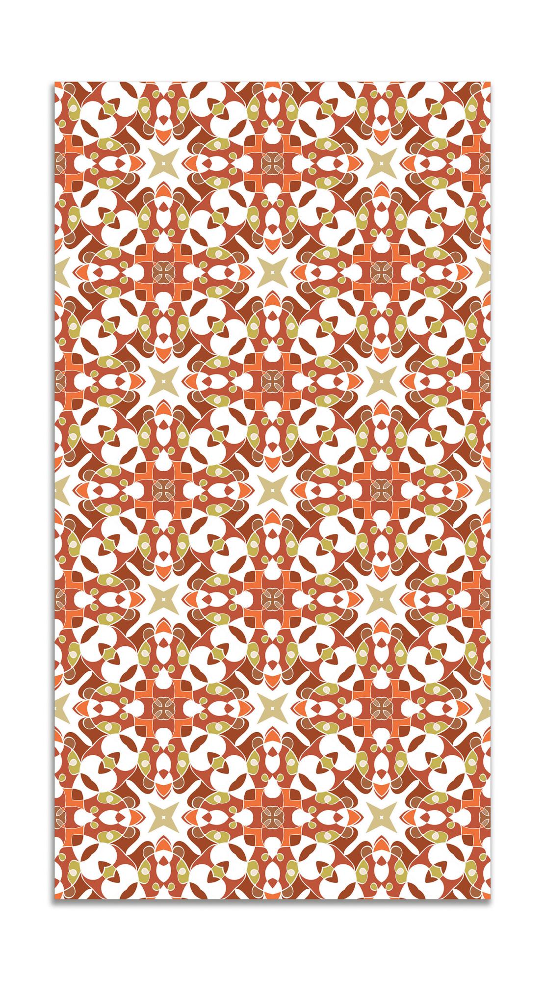 Panorama alfombra vinílica azulejo hidráulico tipo oriental naranja 60x110 cm - alfombra cocina vinilo - alfombra salón antideslizante